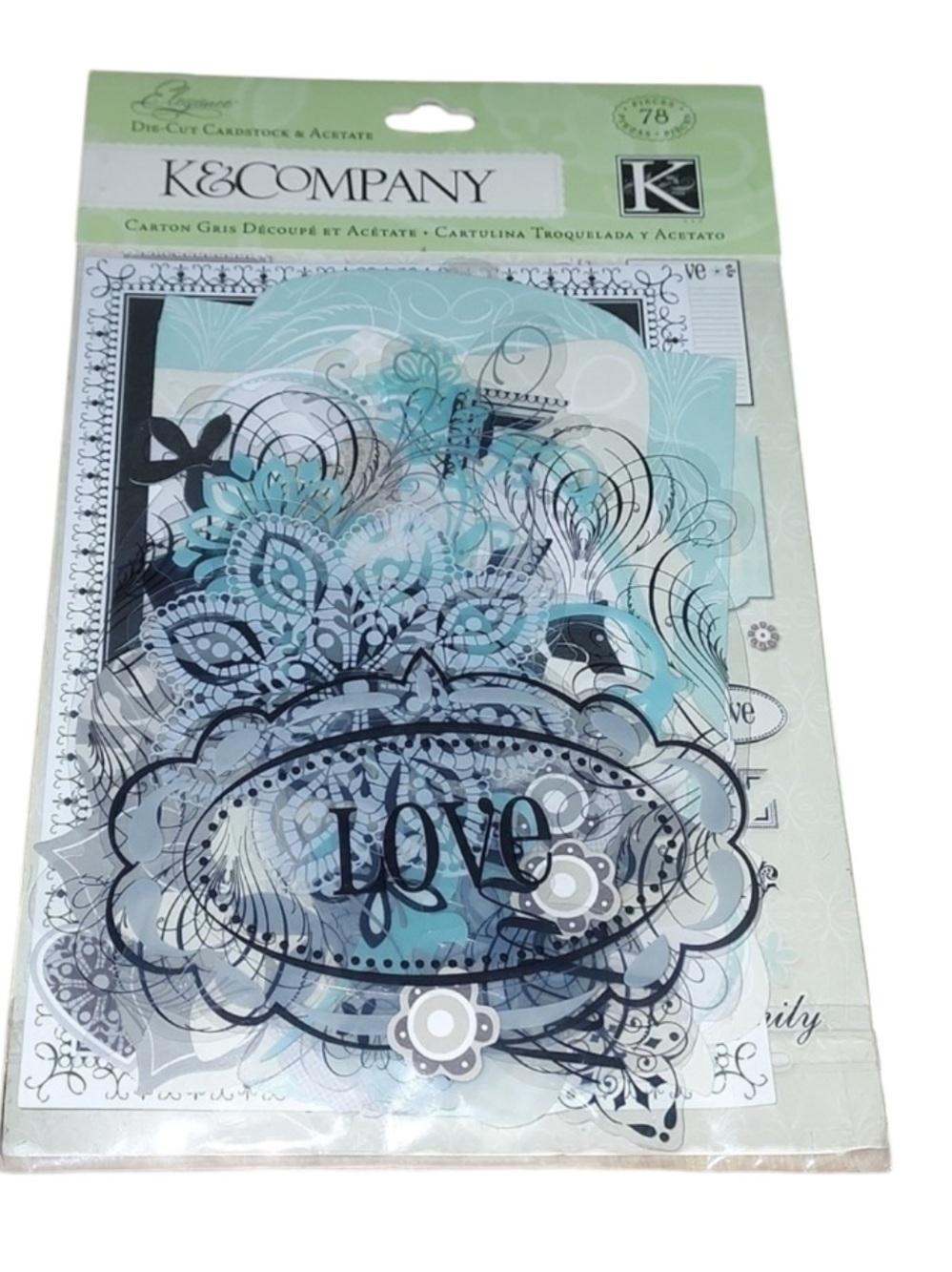 DIE Cut Cardstock And Acetate love 78 pieces